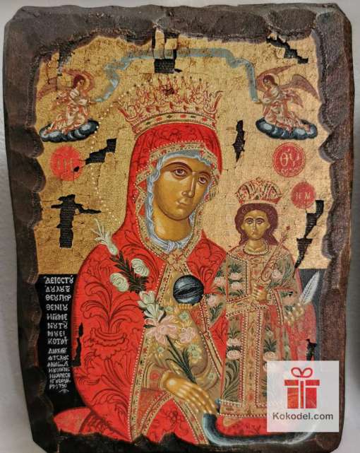 Рисувана икона 014 Св. Богородица с младенеца (с архангели)