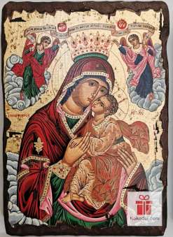 Рисувана икона 06 Св. Богородица с младенеца (с архангели)