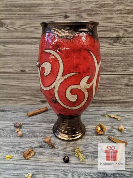 Керамична червена ваза - голяма - Ориент