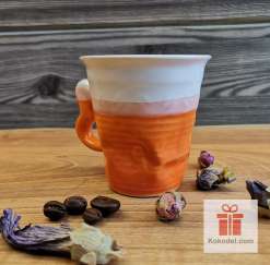 Смачкана порцеланова чаша за еспресо - оранжева