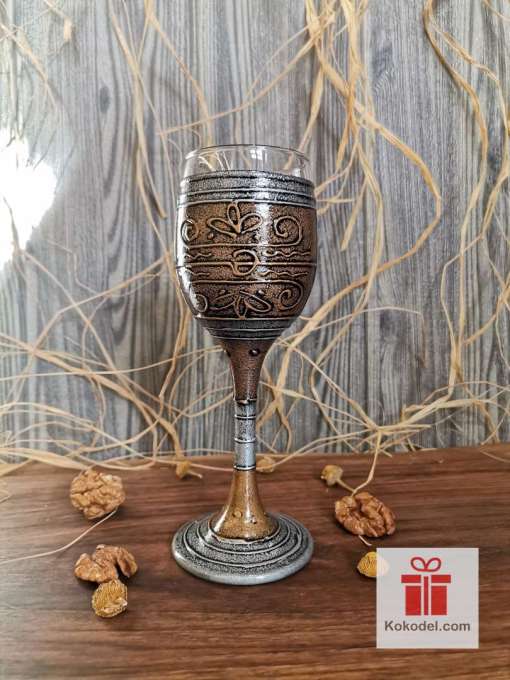 Чаша за ракия столче - рисувано стъкло