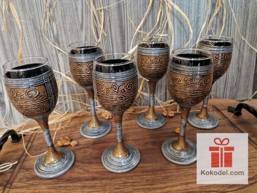 6 чаши за ракия - рисувано стъкло