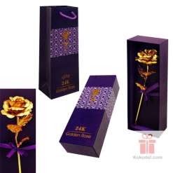 Златна Роза - Подарък за Свети Валентин в луксозна кутия с подаръчна торбичка.