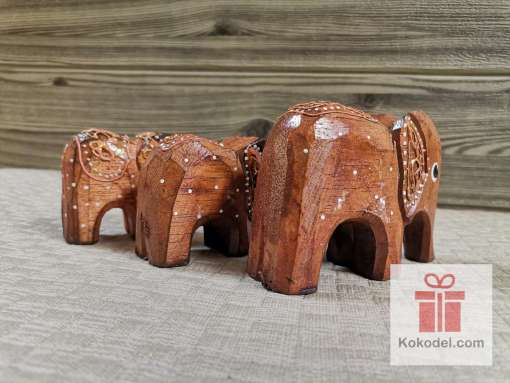 Комплект дървени слончета